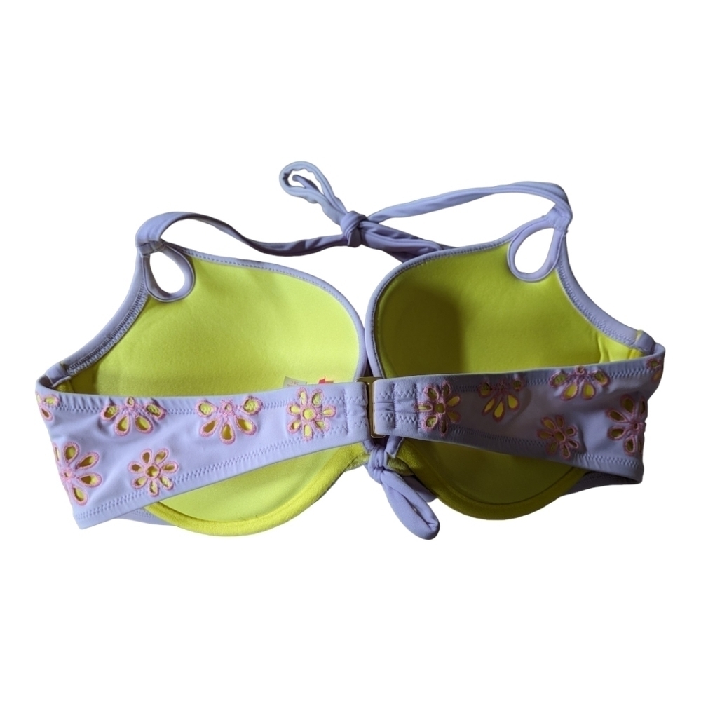 Victoria’s Secret Lilac, pink and yellow floral padded halter bikini top 38C - Picture 2 of 4